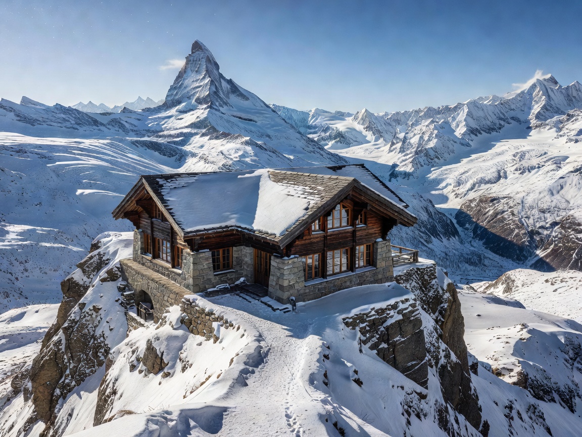 Matterhorn Peak Sanctuary exterior architecture overlooking snow peaks